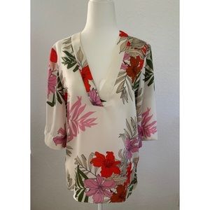 ZARA cream ground botanical printed tunic